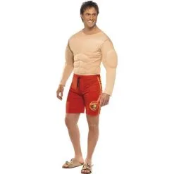 Baywatch Lifeguard Costume With Muscle Chest