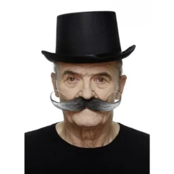 Black And Grey Long Handlebar Moustache