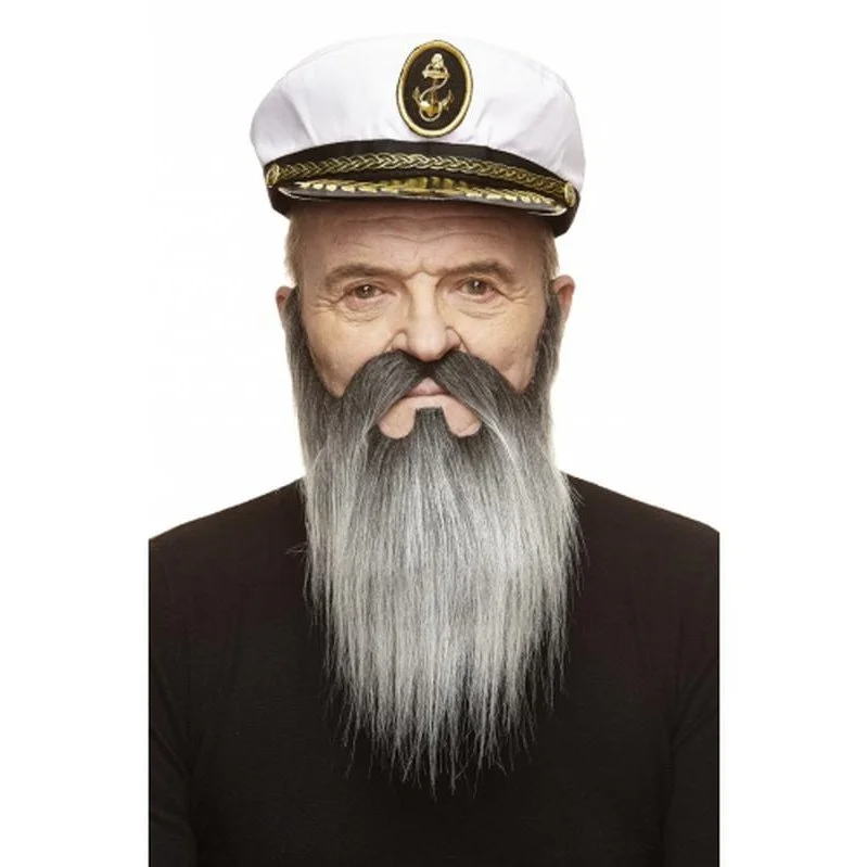 Black With Grey Old Captain Beard And Moustache 3 Black With Grey Old Captain Beard And Moustache