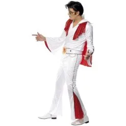 Elvis Costume Red & White -Joker Scostumemega Store elvis costume red white 741392