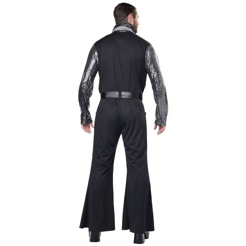 California Costumes Flashy 1970's Men's Black And Silver Costume Jumpsuit 5 California Costumes Flashy 1970's Men's Black And Silver Costume Jumpsuit - Image 3