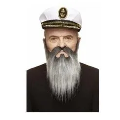 Grey With Black Old Captain Beard And Moustache