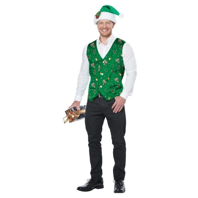 California Costumes Holiday Vest, Green/Adult 3 California Costumes Holiday Vest, Green/Adult