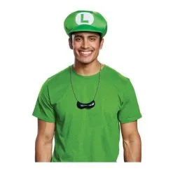 Disguise Costumes Luigi Hat And Moustache Necklace Adults