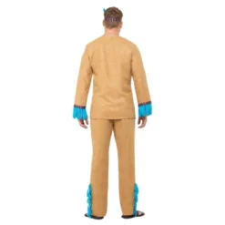 Native American Inspired Warrior Costume, Blue & Brown -Joker Scostumemega Store native american inspired warrior costume blue brown 203010