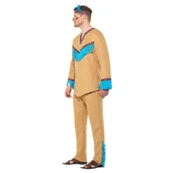 Native American Inspired Warrior Costume, Blue & Brown -Joker Scostumemega Store native american inspired warrior costume blue brown 932870