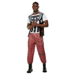 Punk Rocker Costume, Red, Male