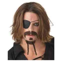 California Costumes Rogue Pirate Dark Brown Mens Moustache And Chin Patch -Joker Scostumemega Store rogue pirate dark brown mens moustache and chin patch 157705