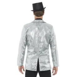 Sequin Jacket, Mens Silver -Joker Scostumemega Store sequin jacket mens silver 483405
