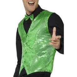 Sequin Waistcoat, Green -Joker Scostumemega Store sequin waistcoat green 571593