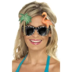 Specs, Black, With Flamingo And Palm Tree