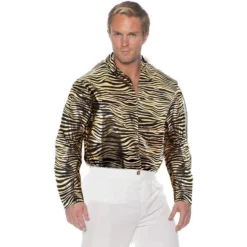 Underwraps Tiger Disco Mens Shirt Gold